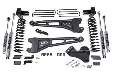 23-25 Ford F-450 4WD 4 Inch Radius Arm Suspension Lift Kit, 3.5 Inch Rear, Block - Fox 2.5 Performance Elite Series Shocks Front and Rear BDS Suspension