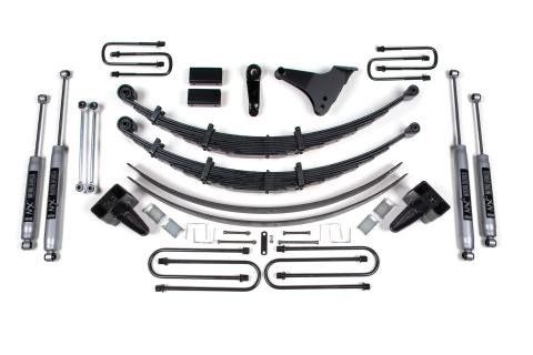 99-04 F-250/F-350 6 Inch Lift Kit Front U-Bolt: Square 4.5 Inch Rear Lift w/o Overload NX2 Nitro Shocks BDS Suspension