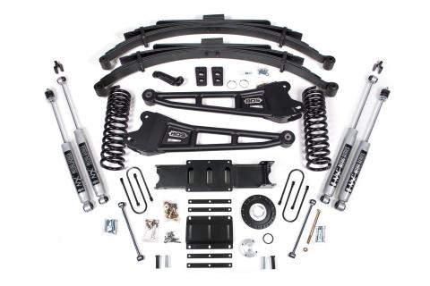 13-18 Ram 3500 4WD (Diesel) 6 Inch Radius Arm Suspension Lift Kit, 8-Bolt Indexing Ring, 4 Inch Rear Lift, Block - Fox 2.0 IFP Performance Series Shocks BDS Suspension