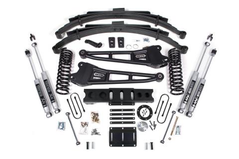 13-18 Ram 3500 4WD (Diesel) 6 Inch Radius Arm Suspension Lift Kit, 8-Bolt Indexing Ring, 4.5 Inch Rear Lift, Leaf Spring - Fox 2.0 IFP Performance Series Shocks BDS Suspension