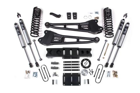 13-18 Ram 3500 4WD (Diesel) 6 Inch Radius Arm Suspension Lift Kit, 6-Bolt Indexing Ring, 4.5 Inch Rear Lift, Leaf Spring - Fox 2.5 Performance Elite Series Shocks BDS Suspension