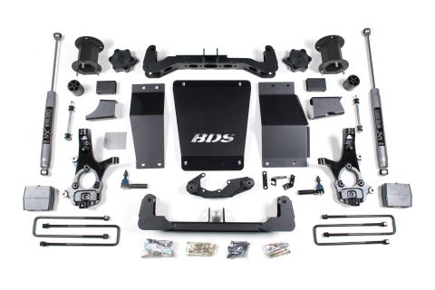 14-18 Chevrolet Silverado 1500 - GMC Sierra 1500 4WD 6.5 Inch Suspension Lift Kit (Cast Steel), 4 Inch Rear Lift, Block, NX2 Nitro Series Shocks BDS Suspension