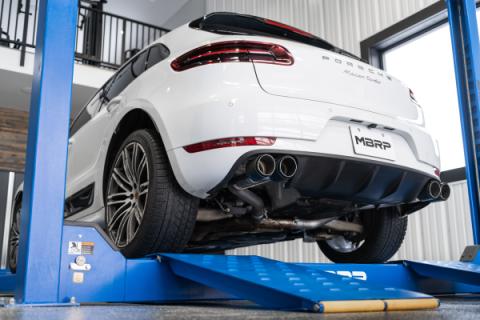 Porsche 2.5 Inch Axle Back Dual Split Rear Bypass Armor Pro Series Carbon Fiber Tips For 14-Up Porsche Macan MBRP