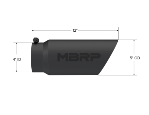 Exhaust Tip 5 Inch O.D. Dual Wall Angled 4 Inch Inlet 12 Inch Length-Black Finish MBRP