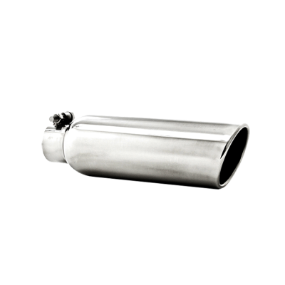 3.5 Inch OD 2.25 Inch Inlet 12 Inch Length Angled Cut Rolled End Clampless-No Weld T304 Stainless Steel MBRP