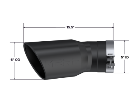 2015-Up Chevrolet/ GMC 2500/ 3500 Duramax Exhaust Tip 6 Inch O.D. Angled Rolled End 5 Inch Inlet 15 1/2 Inch Length 30 Degree Bend Black MBRP
