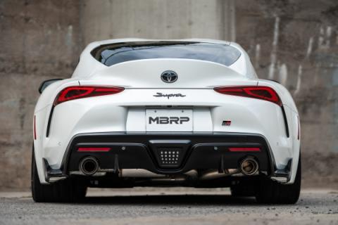 20-Up Toyota Supra T304 Stainless Steel 3 inch Cat Back Dual Rear with Carbon Fiber Tips MBRP