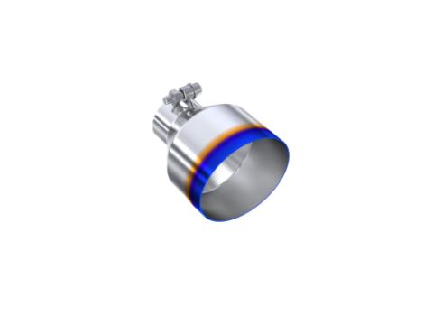 Exhaust Tip 2.5 Inch ID 5 Inch OD Out 6.5 Inch Length Angle Cut Single Wall Burnt and Stainless Steel MBRP