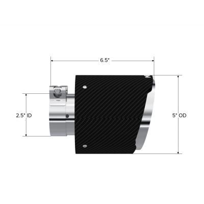 Exhaust Tip 2.5 Inch ID 5 Inch OD Out 6.5 Inch Length Angle Cut Dual Wall Carbon Fiber and Stainless Steel MBRP