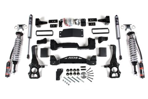 15-20 Ford F-150 4WD 4 Inch Coilover Suspension System, 3 Inch Rear Lift, Block - Fox 2.5 Performance Elite Series C/O, Fox 2.0 IFP Performance Series Shocks BDS Suspension
