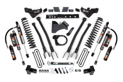 23-26 Ford F-350 Super Duty 4WD 7 Inch 4-Link Suspension Lift Kit, 4 Inch Rear, Block, Diesel, DRW - Fox 2.5 Performance Series HTO Shocks BDS Suspension