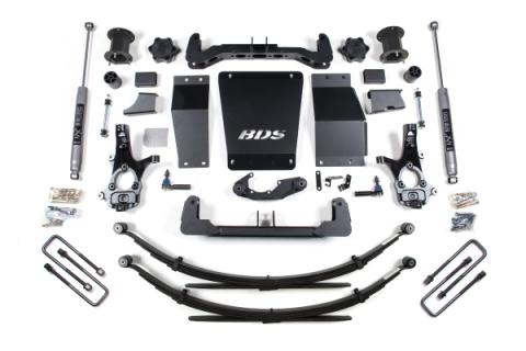 14-18 Chevrolet Silverado 1500 - GMC Sierra 1500 4WD 6.5 Inch Suspension Lift Kit (Cast Steel), 4 Inch Rear Lift, Leaf Springs, NX2 Nitro Series Shocks BDS Suspension