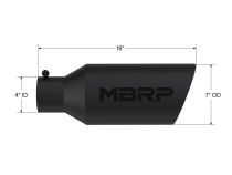 Exhaust Tip 7 Inch O.D. Rolled End 4 Inch Inlet 18 Inch Length Black Coated MBRP