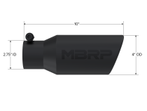 Exhaust Tip 4 Inch O.D. Angled Rolled End 2 3/4 Inch Inlet 10 Inch Length Black Coated MBRP