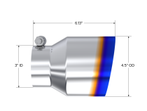 T304 Stainless Steel Burnt End Tip 3 Inch inlet 4.5 Inch OD Out 6.13 Inch Length Angle Cut MBRP
