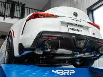 20-Up Toyota Supra T304 Stainless Steel 3 inch Cat Back Dual Rear with Carbon Fiber Tips MBRP