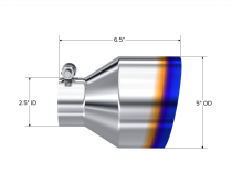 Exhaust Tip 2.5 Inch ID 5 Inch OD Out 6.5 Inch Length Angle Cut Single Wall Burnt and Stainless Steel MBRP